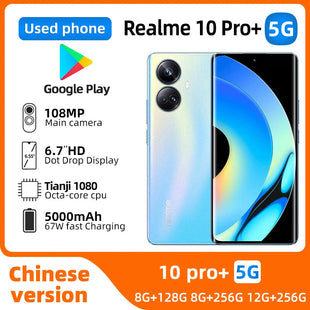 Realme 10 pro plus Android 5G Unlocked 6.7 inch  128GB/256GB All Colours in Good Condition Original used phone