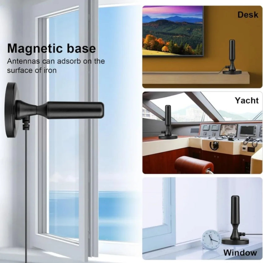 800+ Miles Range TV Antenna DTMB DVB-T Digital HDTV with Magnetic Base & HD Cable, Indoor & Outdoor 4K Smart TV Local Channels,