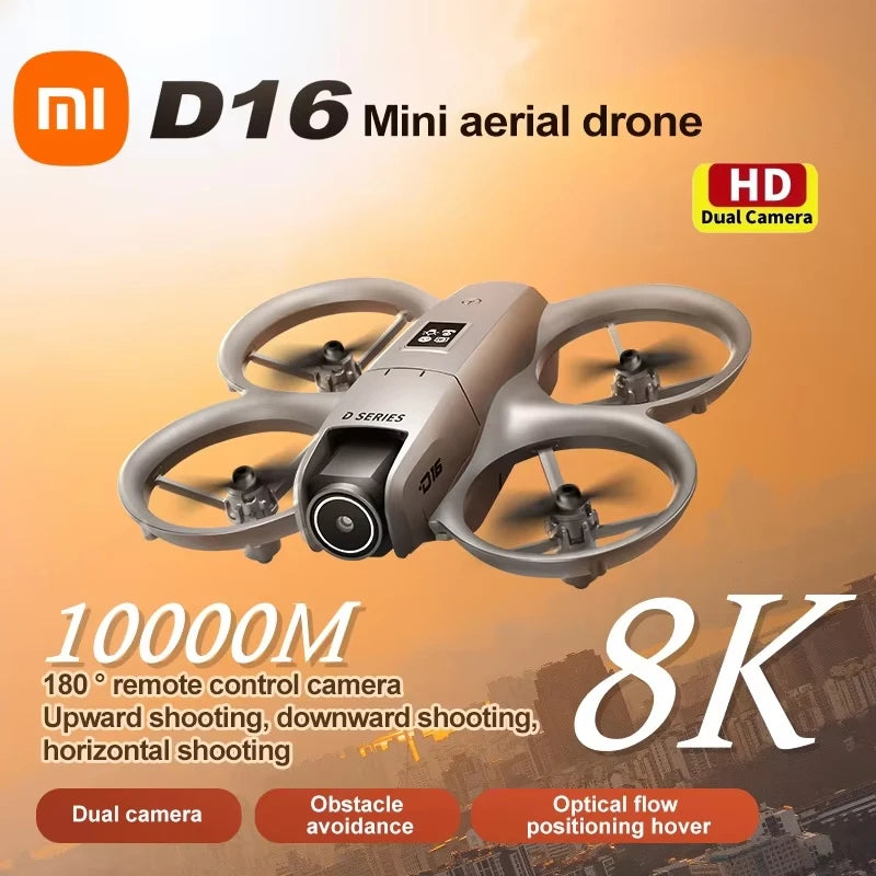 Xiaomi D16 Mini Drone with 180° Electric Adjustable 8K HD Camera WiFi Light Flow Drone Pocket Obstacle Avoidance Rc Quadcopter