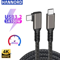 USB C 3.2 Gen 2 Type C to USB C Cable 20Gbps 4K@60HZ Video  VR Data Cable 5A 100W PD Fast Charging For Laptop Macbook Pro iPad