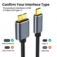 USB C to Micro B Cable 3.0(5Gbps),Type C Male to Micro B Female,for External Hard Drive/SSD (Toshiba,WD,Seagate),MacBook,Laptop