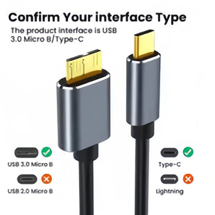 USB C to Micro B Cable 3.0(5Gbps),Type C Male to Micro B Female,for External Hard Drive/SSD (Toshiba,WD,Seagate),MacBook,Laptop