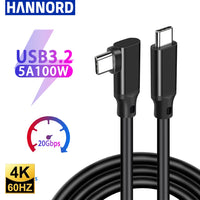USB C 3.2 Gen 2 Type C to USB C Cable 20Gbps 4K@60HZ Video  VR Data Cable 5A 100W PD Fast Charging For Laptop Macbook Pro iPad