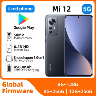 Xiaomi Mi 12 Android 5G Unlocked 6.28 inch 12GB RAM 256GB ROM All Colours in Good Condition Original used phone